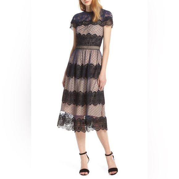 Chelsea28 Dresses & Skirts - Chelsea28 Mixed Lace Midi Dress